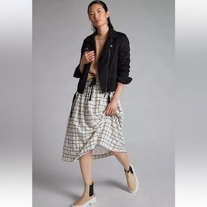 Anthropologie Marrakech Brushed Twill Moto Motorcycle Jacket Coat Black Large